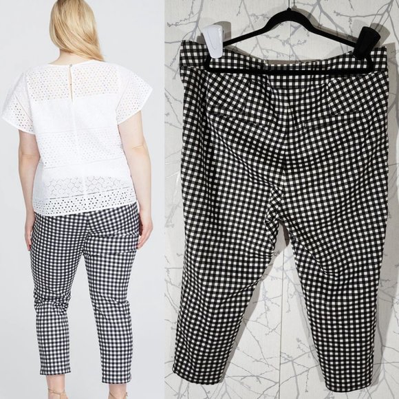 Rachel Roy Black White Gingham Checks High Rise Ankle Pants - Picture 2 of 3